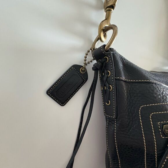 Vtg Coach Bleecker Black Pebbled Bag Purse Y2K Classic Duffle Crossbody 10398 - Picture 11 of 16